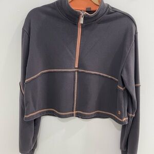 Sweaty Betty Grey and Orange Quarter-Zip Sweatshirt